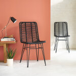 Lot de 2 chaises en rotin et m�tal