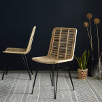 Lot de 2 chaises en rotin et m�tal