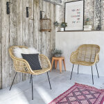 Lot de 2 chaises en rotin et m�tal