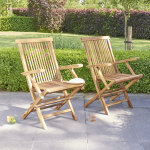 Lot de 2 fauteuils de jardin en teck massif pliants