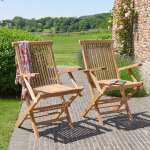 Lot de 2 fauteuils de jardin en teck massif pliant
