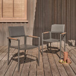 Lot de 2 fauteuils en teck massif et aluminium