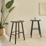 Lot de 2 tabourets de bar en teck massif
