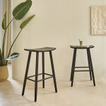 Lot de 2 tabourets en teck massif noir 75 cm Lot de 2 tabourets en teck massif noir 75 cm