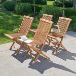 Lot de 4 chaises de jardin en teck huil� pliantes