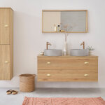 Meuble de salle de bain en bois de chne 120 cm
