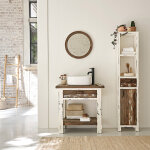 Meuble de salle de bain en bois recycl 80 cm