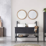 Meuble de salle de bain en bois recycl� et m�tal 120 cm