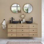 Meuble de salle de bain en ch�ne massif 140 cm