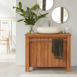 Meuble de salle de bain en teck massif 102 cm