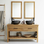 Meuble de salle de bain en teck massif 135 cm
