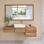Meuble de salle de bain en teck massif 145 cm