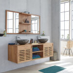 Meuble de salle de bain en teck massif 160 cm