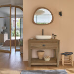 Meuble de salle de bain en teck recycl� massif 90 cm