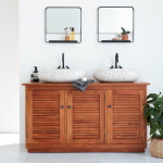 Meuble sous vasque en bois d'acajou 140 cm