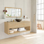 Meuble sous vasque en h�v�a massif suspendu 150 cm