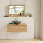 Meuble sous vasque en h�v�a massif suspendu 80 cm