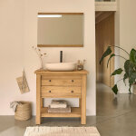 Meuble sous vasque en teck recycl massif 82 cm