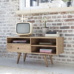 Meuble tv en bois massif 110 cm 1 tiroir