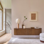 Meuble tv en bois massif 170 cm suspendu