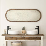 Miroir en bois recycl� massif ovale 140x50 cm