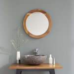 Miroir en teck massif rond 50 cm