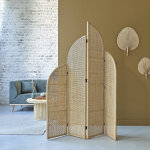 Paravent en rotin et cannage 4 panneaux