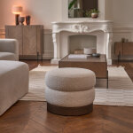 Pouf en bois massif et bouclette