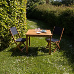 Salon de jardin en acacia massif et textilne 2 places