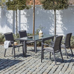 Salon de jardin en aluminium gris extensible 4 / 8 places