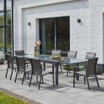Salon de jardin en aluminium gris extensible 8 / 12 places