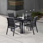 Salon de jardin en aluminium noir extensible 4 / 8 places