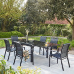 Salon de jardin en aluminium noir extensible 6 / 10 places