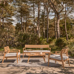 Salon de jardin bas en teck massif avec coussins