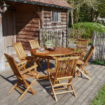 Salon de jardin en teck huil massif extensible 6 / 8 places