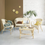 Set en rotin 1 canap� 2 fauteuils et 1 table basse