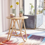 Table d'appoint en rotin ronde