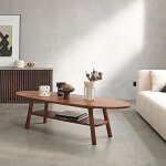 Table basse en bois massif 160 cm double plateau