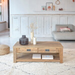 Table basse en bois de teck recycl� 120 cm