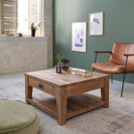 Table basse en bois de teck recycl� 80 cm
