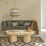 Table basse en canne de rotin 120 cm