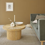 Table basse en canne de rotin 80 cm