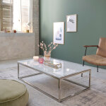 Table basse en marbre et m�tal 120 cm