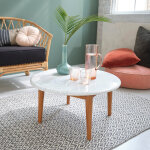 Table basse en marbre et teck 70 cm