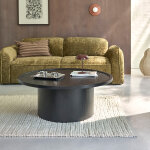 Table basse ronde en mindi massif noir 100 cm