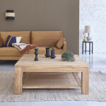 Table basse en teck massif 100 cm double plateau