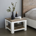 Table de chevet en bois recycl� massif double plateau