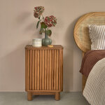 Table de chevet en teck massif 40 cm 1 porte
