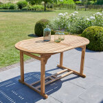 Table de jardin en acacia massif extensible ovale 6 / 8 places