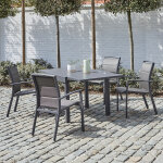 Table de jardin en aluminium extensible gris 4 / 8 places